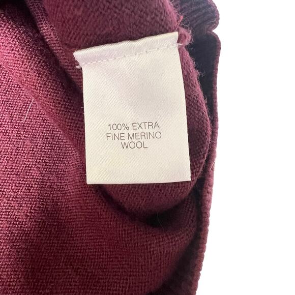 Turnbury Merino Wool Sweater L • V-Neck • Burgundy - Picture 6 of 7